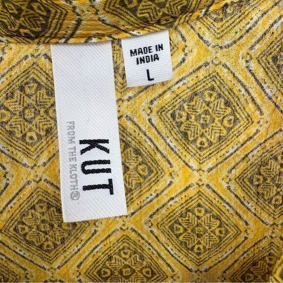 KUT Button Down Chiffon Blouse In Geometric Print Women’s Size L - Picture 5 of 5